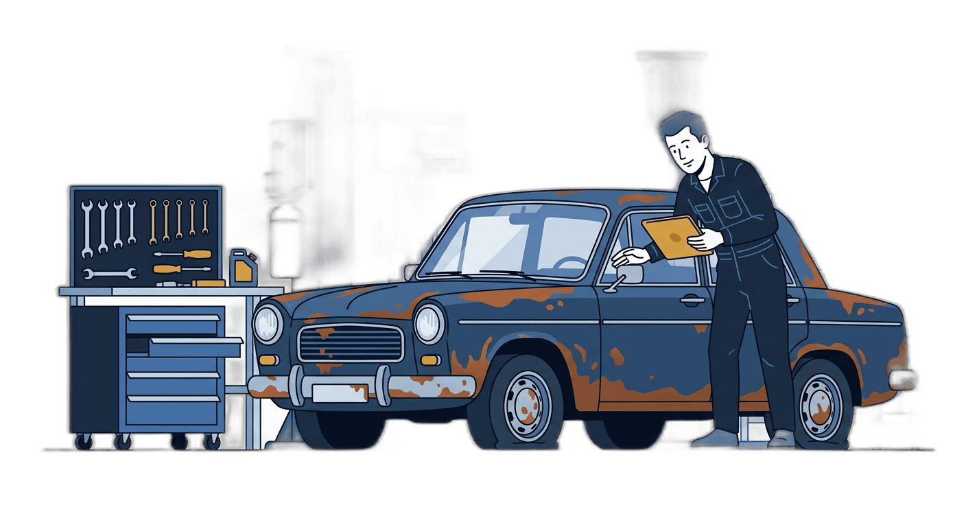 Illustration of scrap car collection service by scrapcar.london